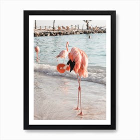 Flamingo Beach Art Print