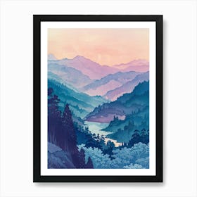 Kiso Valley Japan 4 Retro Illustration Art Print