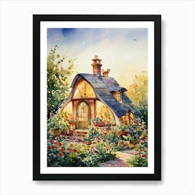 Cat Shaped House With Slanted Feline Like Roof Resembling An Arched Back Windows Forming Eyes Tai Art Print