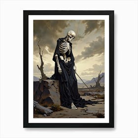 Skeleton In The Desert Art Print