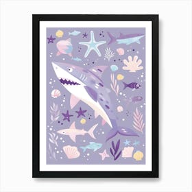 Purple Bamboo Shark Illustration 1 Art Print