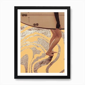 Surf Girl Print Vintage Surfing Poster Coastal Wall Art Boho Print INSTANT DOWNLOAD Art Print