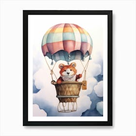 Baby Red Panda 3 In A Hot Air Balloon Art Print