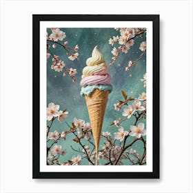 Cherry Blossom Ice Cream Cone no2 Art Print