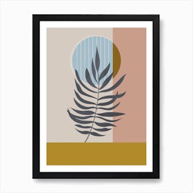 Palm Leaf In Mustard In Blush Art Print