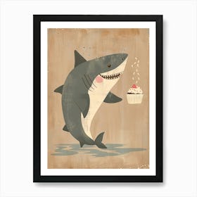 Shark & A Cupcake Muted Pastels 2 Art Print