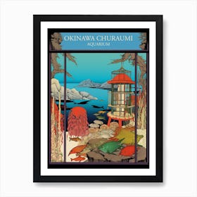 Okinawa Churaumi Aquarium, Japan Vintage Travel Art 4 Art Print