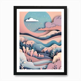 Landscape Paper cutout Art Art Print