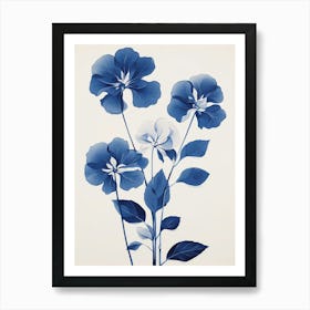 Blue Botanical Impatiens 1 Art Print