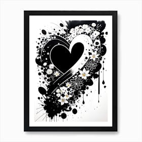 Black And White Heart 8 Art Print