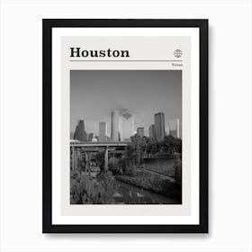 Houston Texas Black And White Art Print