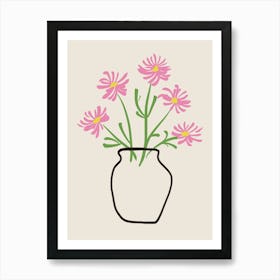 Pink Flowers In A Vase 1 Art Print