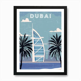 Dubai, UAE — Retro travel minimalist poster Art Print