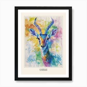 Gazelle Colourful Watercolour 3 Poster Affiche