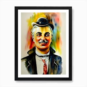 Charles Chaplin In The Kid Watercolor 3 Art Print