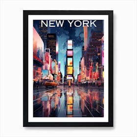 Colourful America travel poster New York Times Square Art Print