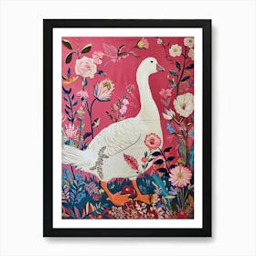Floral Animal Painting Goose 3 Art Print