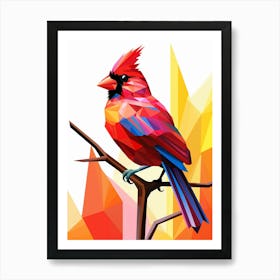 Colourful Geometric Bird Northern Cardinal 2 Art Print