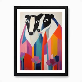 Colourful Kids Animal Art Badger 2 Art Print