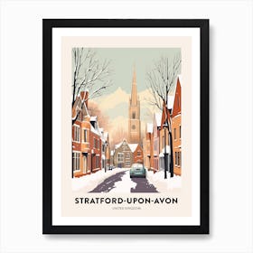 Vintage Winter Travel Poster Stratford Upon Avon United Kingdom 2 Art Print