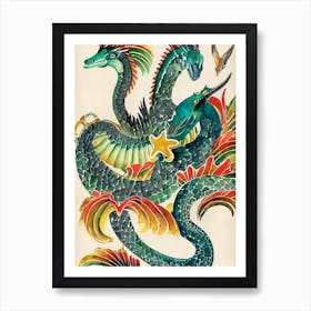 Sea Dragon Vintage Graphic Watercolour Art Print