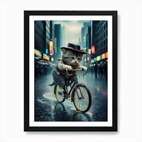 Cat On A Bike Art Print