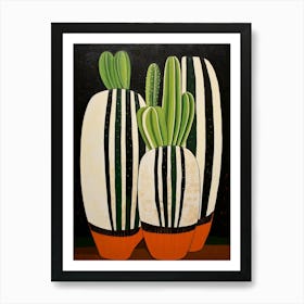 Modern Abstract Cactus Painting Zebra Cactus 1 Art Print