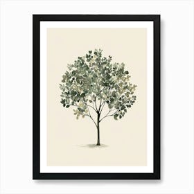 Boxwood Tree Minimal Japandi Illustration 1 Art Print