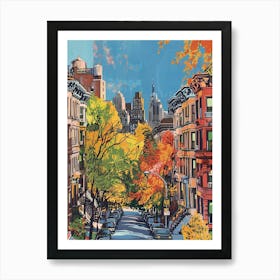 Upper West Side New York Colourful Silkscreen Illustration 4 Art Print