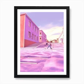 Skateboarding In Oslo, Norway Futuristic 4 Art Print