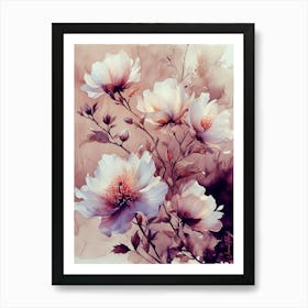 Graceful Flowers In Pastel Shades Art Print