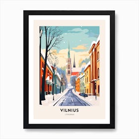 Vintage Winter Travel Poster Vilnius Lithuania 2 Art Print