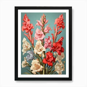 Gladioli Flower Illustration Art Print  Art Print