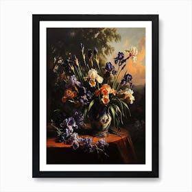 Baroque Floral Still Life Iris 2 Art Print