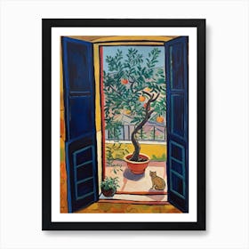 Open Window With Cat Matisse Style Tuscany Italy 1 Art Print