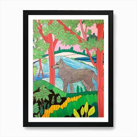 Maximalist Animal Painting Timber Wolf 3 Art Print