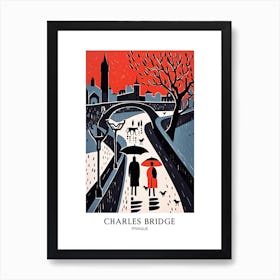 Charles Bridge Prague Colourful 1 Travel Poster Art Print