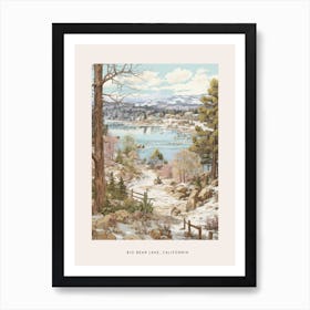 Vintage Winter Poster Big Bear Lake California 2 Art Print