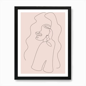 Single Line Drawing Of A Woman Art Print