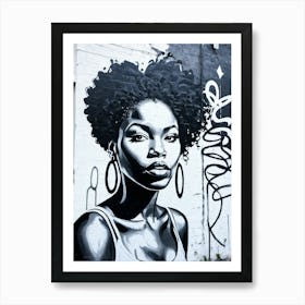 Graffiti Mural Of Beautiful Black Woman 270 Art Print