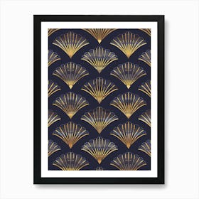 Gold Deco Fan Pattern Art Print