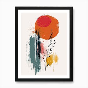 Orbiting Waves Mid Century Style Art Print