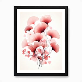 Pink Ginkgo Leaves 1 Art Print