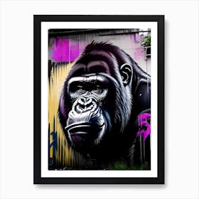 Gorilla In Front Of Graffiti Wall Gorillas Graffiti Style 1 Art Print