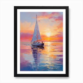 Sailboat At Sunset 20 Art Print