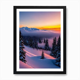 Furano, Japan Sunrise Skiing Poster Art Print