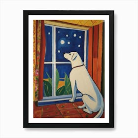 Dog Looking Out The Window Art Print