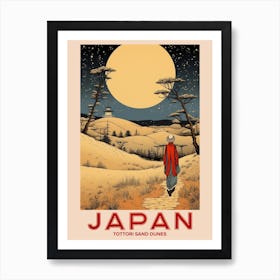 Tottori Sand Dunes, Visit Japan Vintage Travel Art 4 Art Print