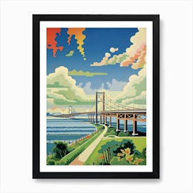 Oresun Bridge, Sweden Colourful 2 Art Print