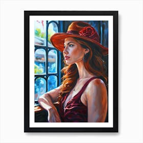 Woman In A Red Hat Art Print